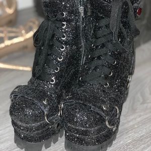Black Bling Club Exx Boots Size 6